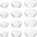 3 Sizes of Clear Glass Bowls, 2.5, 3.5 & 8.5 oz, Small Prep Bowls for Salt, Herbs, Spices and Dry Ingredients, Set of 12
