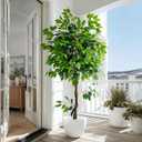 Large Ficus Artificial Trees Tall Faux Tree Indoor Outdoor Realistic decoracion Floor Fake plantas for Home Living Room Master Bedroom Office Porch Outside Patio arboles artificiales para Decor,Size: 6ft