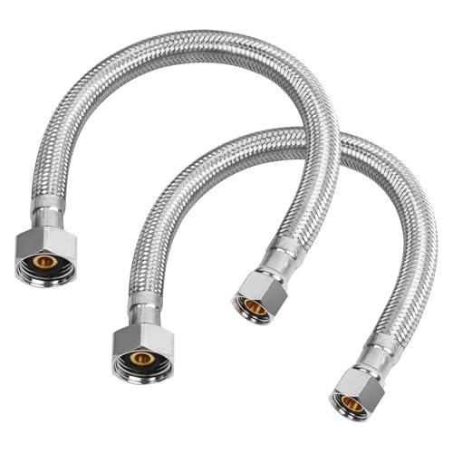 JUWO 12" Faucet Supply Line, 3/8" Comp x 1/2" FIP Stainless Steel Faucet Hose Connector, For Bathroom Kitchen Sink with Short Distance (2-Pack) JUWO 12" Faucet Supply Line, 3/8" Comp x 1/2" FIP Stainless Steel Faucet Hose Connector, For Bathroom Kitchen Sink with Short Distance (2-Pack)
