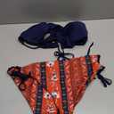 ZAFUL Women Tankini Set, Ribbed High Cut Surplice Swimsuit Bathing Suit with Spaghetti Straps (X-Large, 4-deep Blue-Boho)