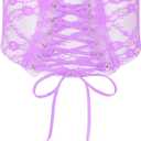 SUOSDEY Womens Lace-up Corset Belt Transparent PVC Lace Vintage Elastic Waist Belt for Dress (Purple)