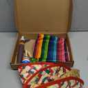 Unittype 6 Pcs Mexican Costume Set Sombrero Hat Serape Striped Crop Top Mustache Maracas Outfit Fiesta Party Decorations