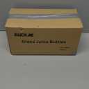 Ruckae 16oz Juice Bottles,Ribbed Glass Juicing Bottles with Lids,Smoothie Cup Lids and Straws,Water Bottle Mason Jar Drinking Glasses for Juicing,Smoothies,Kombucha (Clear10 pack)