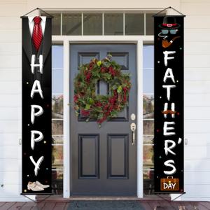 Father's Day Background 2 Pieces Hanging Black Tuxedo Suit White Shirts Portrait Backdrop Black Bow Tie Decorations Happy Father's Day Banner Backdrop Bow Tie Decorations Party for Portrait Props