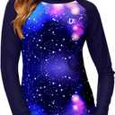 Deerose Womens Rash Guard Long Sleeve Sun Protection Shirts for Swimming (Size Large, Sky | Starry Sky Blue)