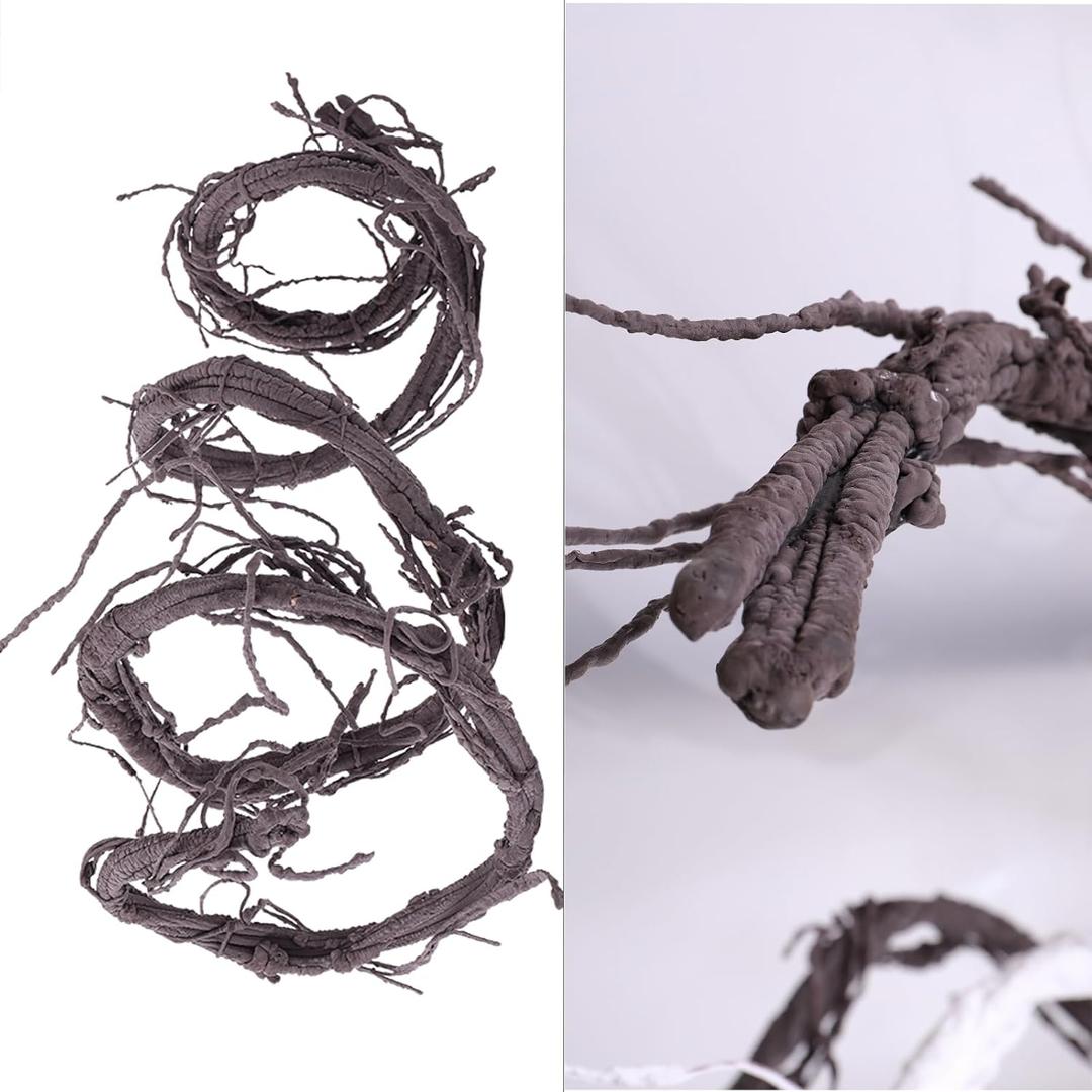 300cm/118inch Flexible Brown Big Artificial Tree Branches Fake Tree Trunk Leaf Garland Rattan Wreath Cherry Blossom Grape Cane Vines for Wall Hanging Front Door Reptile Habitat Decoration