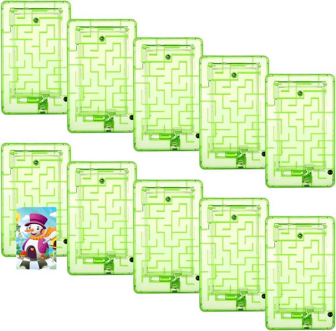 Civaner 10 Pieces Puzzle Box Money Maze Gift Holder Plastic Puzzle Card Holder Intellectual Pinball Machine Game Fun Birthday Christmas Party Favors for Adults (Green)