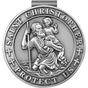2 x St Christopher Medal for Car - Saint Christopher Car Visor Clip, Christian Car Accessories, Driving Safety Gift for New Drivers Families, Friends