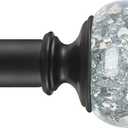 Curtain Rods 36 to 72 Inches(3-6 Feet) with Solid Aluminum Alloy Brackets, 1 Inch Telescoping Drapery Rod for Windows, Heavy Duty Decorative Curtain Rods with Translucent Finials, Matte Black