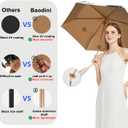 2 x BAODINI Comapct Travle Small Mini Sun Blocking Umbrella with Case Lightweight with Aluminum Frame Pocket Size UV Protection Purse Umbrella for Women, Men & Kids