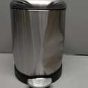 Glad Small Trash Can, 1.2 Gallon | Round Stainless Steel Garbage Bin with Soft Close Lid & Step Foot Pedal | Metal Waste Basket with Removable Inner Bucket, Stainless, 8 x 9.5 x 12 inches