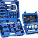 Orion Motor Tech Bearing Press Kit & Blind Hole Collet Bearing Race and Seal Puller Extractor Kit, 26pc Bearing Remover & Installer Kit with 10 Split Collets 9 Driver Discs, Bearing Puller Set