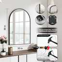 SCWF-GZ 30x20 Arch Mirror Rectangle Wall Mounted Hanging or Against Wall Aluminum Alloy Metal Frame Dressing Make-up Mirrors for Entryway Bedroom Bathroom Living Room 3020 inch Black