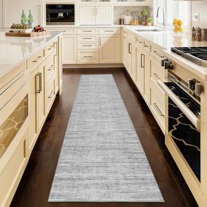 Runners for Hallways 2x8 Kitchen Runner Rugs，Modern Abstract Rug Runners for Entryway，Stain Resistant Washable Runner Rug Non-Slip 8ft Carpet Rug for Bedroom Living Laundry Room（Grey, 2'x8'）