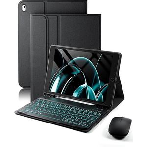 TUNKARMOR for iPad 9th / 8th / 7th Generation 10.2 inch & iPad Air 3rd Gen & iPad Pro 10.5 inch Case with Keyboard 7 Color Backlit  Built in Pencil Holder with Mouse (Black)