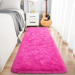 Noahas Hot Pink Runner Rug for Hallway,2'x6' Long Area Rugs for Bedroom Living Room,Non Slip Thick Shag Carpet for Entryway Nursery Bedside Kids Girls Room Home Decor (2' x 6')