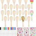 PLULON 20 Pcs Wooden Maracas for Kids, Mini Maracas with Multicolor Pens and Gem Stickers for Cinco De Mayo Unfinished Festival Painting Crafts Shakers Fiesta Mexican Birthday Party Favors Supplies
