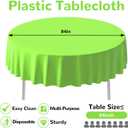 3 Pack Plastic Table Cloth Round 84 inch Plastic Tablecloth Disposable Round Cover Leakproof for Parties, Picnic, Camping, Birthday, Weeding (Lime Green)