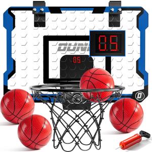 NIPLOOOW Indoor Basketball Hoop for Kids, Over The Door Mini Basketball Hoops, Mini Hoop with Scoreboard & 4 Balls, Kids Basketball Hoop Sport Toys Gifts for 5 6 7 8 9 10 11 12+ Year Old Boys