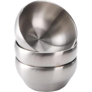 Youeon 3 Pack 28 Oz SUS304 Brushed Stainless Steel Bowls, Double Wall Insulated Bowls, Stainless Steel Soup Bowl for Cereal, Ice Cream, Noodle, 6 Inch Bowl Set for Serving, Dishwasher Safe