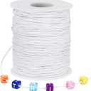 White Elastic String, 328 Feet 1mm Stretchy Bracelet String Bead Cord for Bracelets, Necklaces, Jewelry Making Supplies, Beading, Pony Beads and Crafts(Bead-Free)