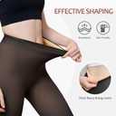 EXQUISLIFE Fleece Lined Tights Sheer Women - Fake Translucent Warm Pantyhose Leggings Sheer Thick Tights, for Winter (Large, Black+coffee)