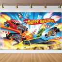 Hot Car Birthday Party Decorations Hot Race Car Birthday Party Backdrop 5.9x3.6ft Banner Background for Boys Racing Signs for Indoor Outdoor Decorations Supplies