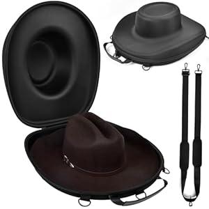 Travel Hat Box, Hard Hat Carrier Case for Cowboy, Panama, fisherman&Tweed Hats, Crush-Proof Hats Holder Storage for Women, Organizer Bag Container, Luggage Straps, Adjustable Shoulder Strap(Box only)