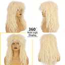80s Rock Mullet Wig for Men and Women Long Curly Disco Punk Rock Party Funny Wig Halloween Costume Wig Blonde