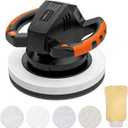 THINKWORK Buffer Polisher,10 Inch Car Polisher Sets with 4 Buffing and Polishing Bonnets,6 Variable Speed 1500-3600 RPM,Double Handle, Ideal for Car Waxing (Black & Orange & White)