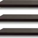 SAUMONIERES Floating Shelves Wall Shelf Solid Wood for Bathroom Bedroom Kitchen Set of 3, Espresso Wall Shelves