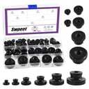 Swpeet 60Pcs 6 Sizes M3 M4 M5 M6 M8 M10 Black Zinc Carbon Steel High Head Through Hole Knurled Thumb Nuts Assortment Kit, Round Knurled Thumb Nuts Lock Adjusting Nuts for 3D Printer Parts