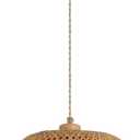 Bamboo Pendant Light Fixture One-Light Adjustable Boho Basket Handmade Woven Pendant Lighting for Kitchen Island Sink Farmhouse Dining Room