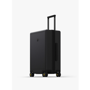 LEVEL8 Large Suitcase with Wheels, Checked Luggage, Lightweight Luminous Textured Tsa Approved Medium Hardside Large Luggages, 24 Inch, Black