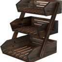 Dorhors Fruit Basket for Kitchen, 3 Tier Fruit Bowl for Kitchen Counter,Wooden Vegetable Holder for Countertop, Brown
