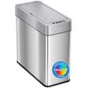 iTouchless 4 Gallon Bathroom Trash Can with Lid and Deodorizer Lid Opens Right, 15 Liter Stainless Steel Slim Automatic Small Waste Basket Dustbin for Bedroom Home Office Livingroom Garage