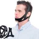 CPAP Chin Strap for Sleep, Anti Snoring Jaw Strap for Men & Women, Breathable Stop Snoring Solution to Keep Mouth Closed, Adjustable Snore Stopper & Sleep Support Device（Black）