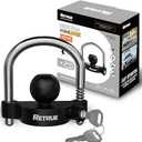 RETRUE Universal Coupler Lock Trailer Locks Ball Hitch Trailer Hitch Lock Adjustable Security Heavy-Duty Steel fits 1-7/8 Inch, 2 Inch, 2-5/16 Inch Couplers, Black