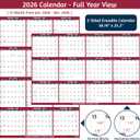 5 x 2026 Dry Erase Calendar  Large Yearly Wall calendar 2026, 38.2'' x 25.2'', 2-Side Reversible Calendar 2026, Vertical/Horizontal, Jan 2026  Dec 2026, 2026 Wall Calendar with Notes, Stickers - Red