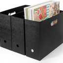 Foldable Scrapbook Paper Storage Organizer, 12x12 Scrapbook Paper Storage, Plastic File Organizer, Black, 3 Pack