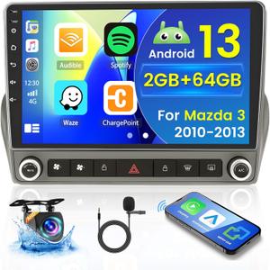Hikity for Chevrolet Chevy Camaro 2010-2015 Android Car Stereo Radio with Wireless Carplay Android Auto, 2+64G 9 Inch Touchscreen Radio WiFi GPS Navigation Bluetooth FM RDS EQ Mirror Link