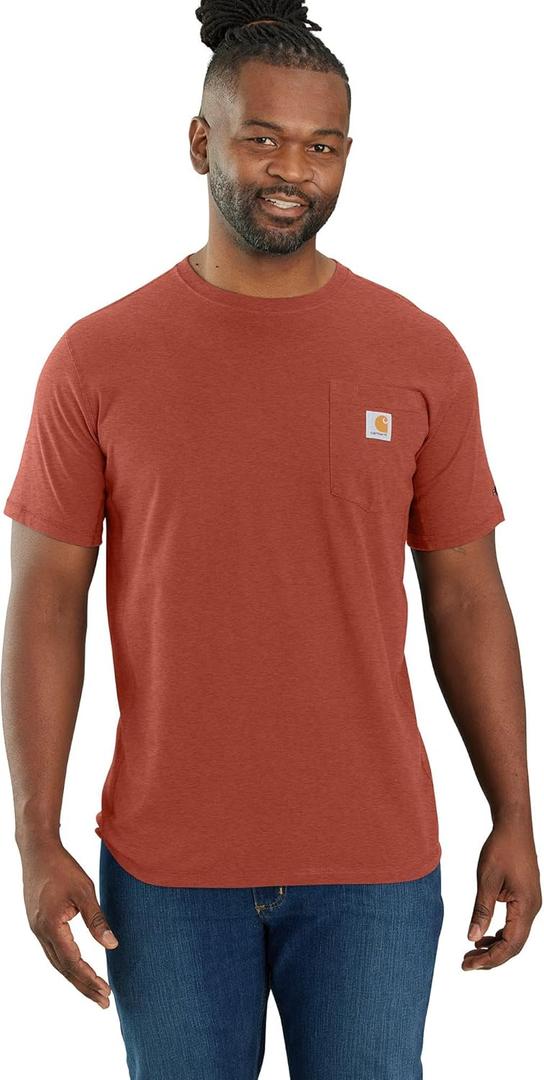 Carhartt Men's 106652 Force Relaxed Fit Midweight Short-Sleeve Pocket (Saddle Red Heather)