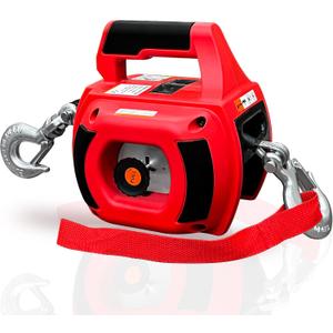 Portable Drill Winch 1000LBS, Drill Powered Winch with Alloy Steel Wire Rope 40FT, Drill Winch for Lifting, Dragging, Handling, Trailer (Red)