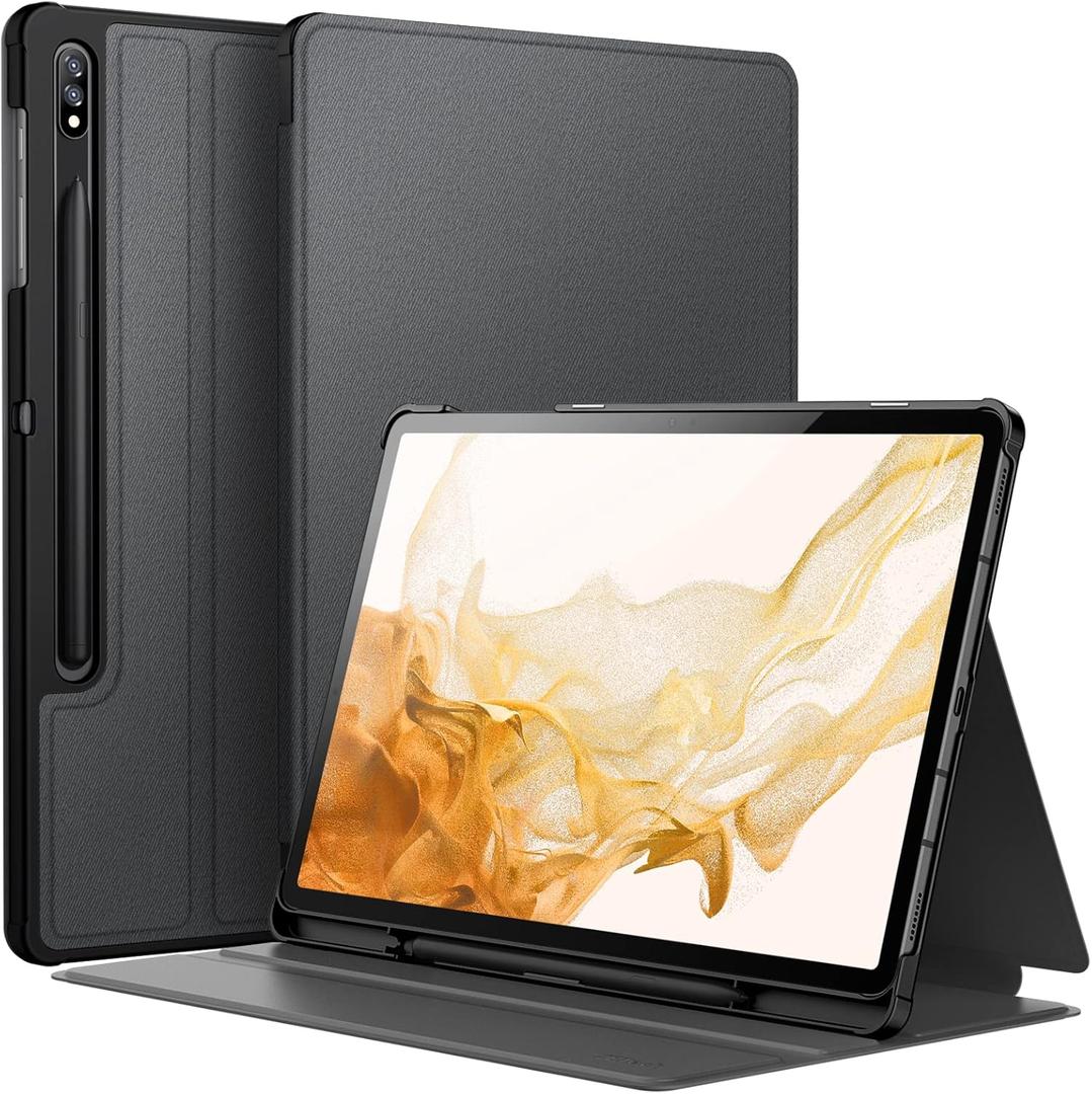 JETech Case for Samsung Galaxy Tab S8 Plus 2022 / S7 FE 2021 / S7 Plus 2020 12.4-Inch with S Pen Holder, Slim Folio Stand Protective Tablet Cover, Multi-Angle Viewing (Black)