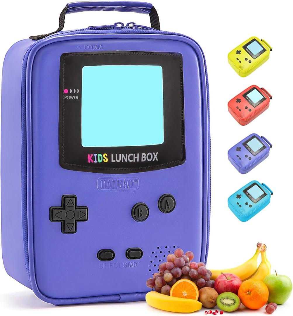 Kids Lunch Box Insulated Soft Lunch Bag Leather Lunch Box Gameboy Mini Cooler Back to School Thermal Meal Tote Kit Boys Girls Teens