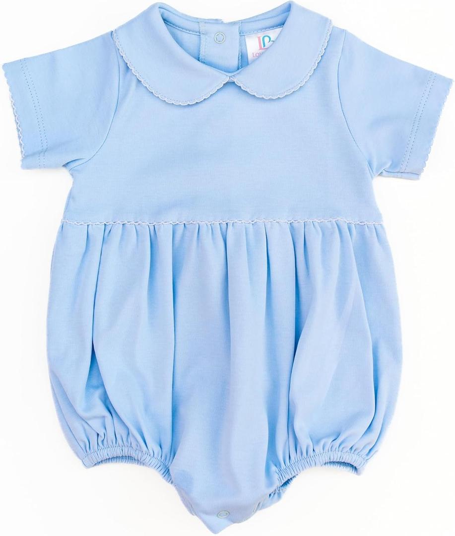 LoveBaby P Short Sleeve Bodysuit Bubble Made From 100% Pima Cotton (Light Blue, 18-24 Months)