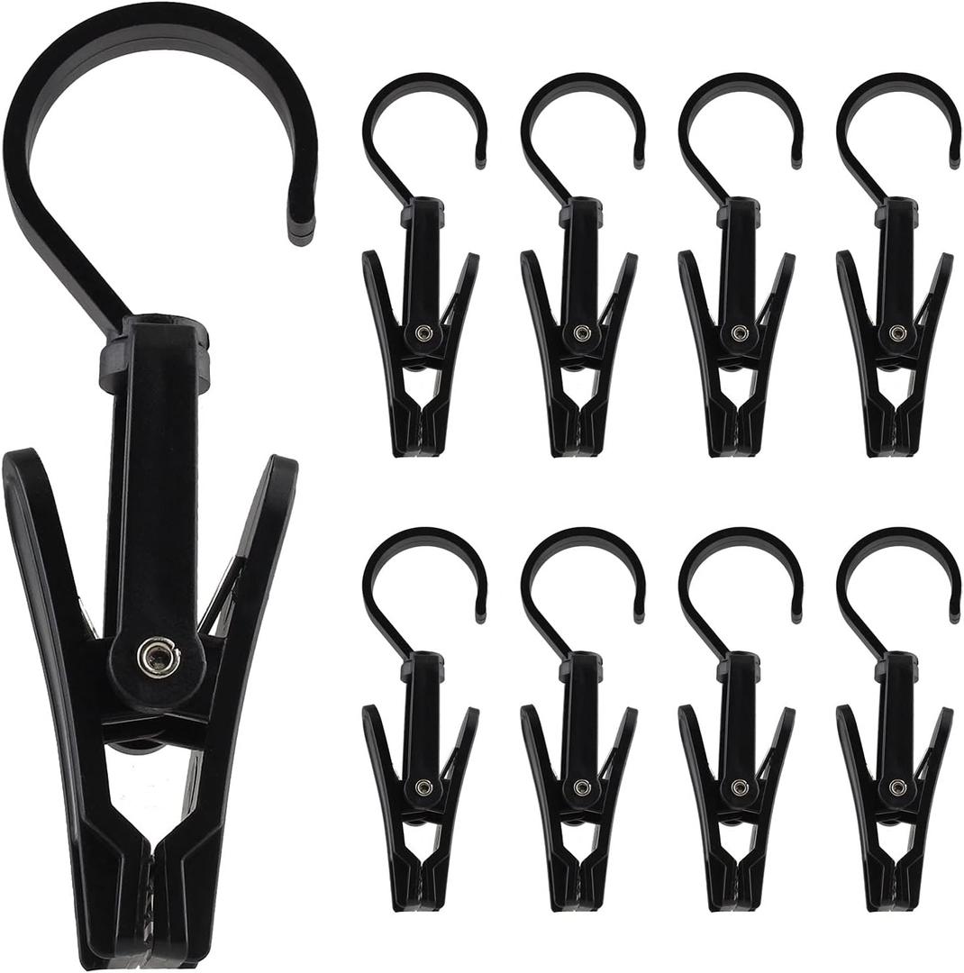 20 PCS Laundry Hooks, Plastic Clothes Pins, Super Strong Hanger Clips, Swivel Hooks for Clothing Store, Home Office & Workshop, Black
