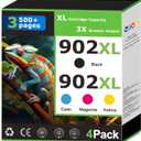 902XL Ink Cartridges Compatible for HP 902 Ink Cartridges Combo Pack Work with HP Printer OfficeJet Pro 6978 6968 6960 6958 6970 6975 6950 Printer Ink Black Color Cyan Magenta Yellow 902 Ink (4 Pack)