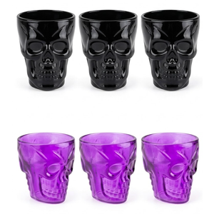 Skull Shot Glasses. Purple & Black. 6ct