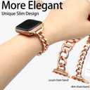 Newlibery Slim Rose Gold Band for Women Feminine Elegant Compatible with Apple Watch 38/40/41/42mm (S10/11) Adjustable Metal Strap Dressy Chain Bracelet for iWatch Series 11/10/9/8/7/6/5/4/SE/3/2/1